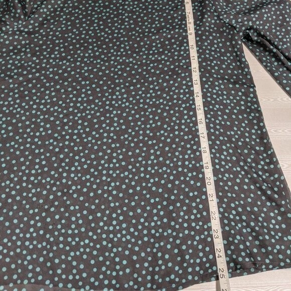 LOFT Shear Long Sleeve Blouse Gray Blue Spots Boat Neck Top M - Picture 8 of 10